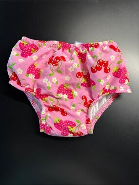 iplay Toddler Pink Strawberry & Cherry Ruffle Swim Diaper Cover - 4T
